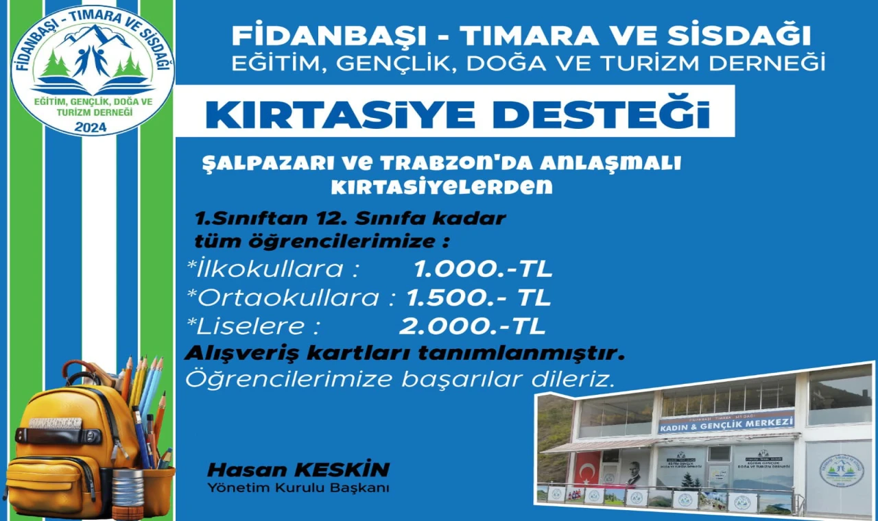 KIRTASİYE DESTEĞİMİZ ; 2024-25 ÖĞRETİM YILI...